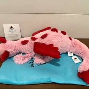 Jellycat Pink and Red Heart Dragon NWT